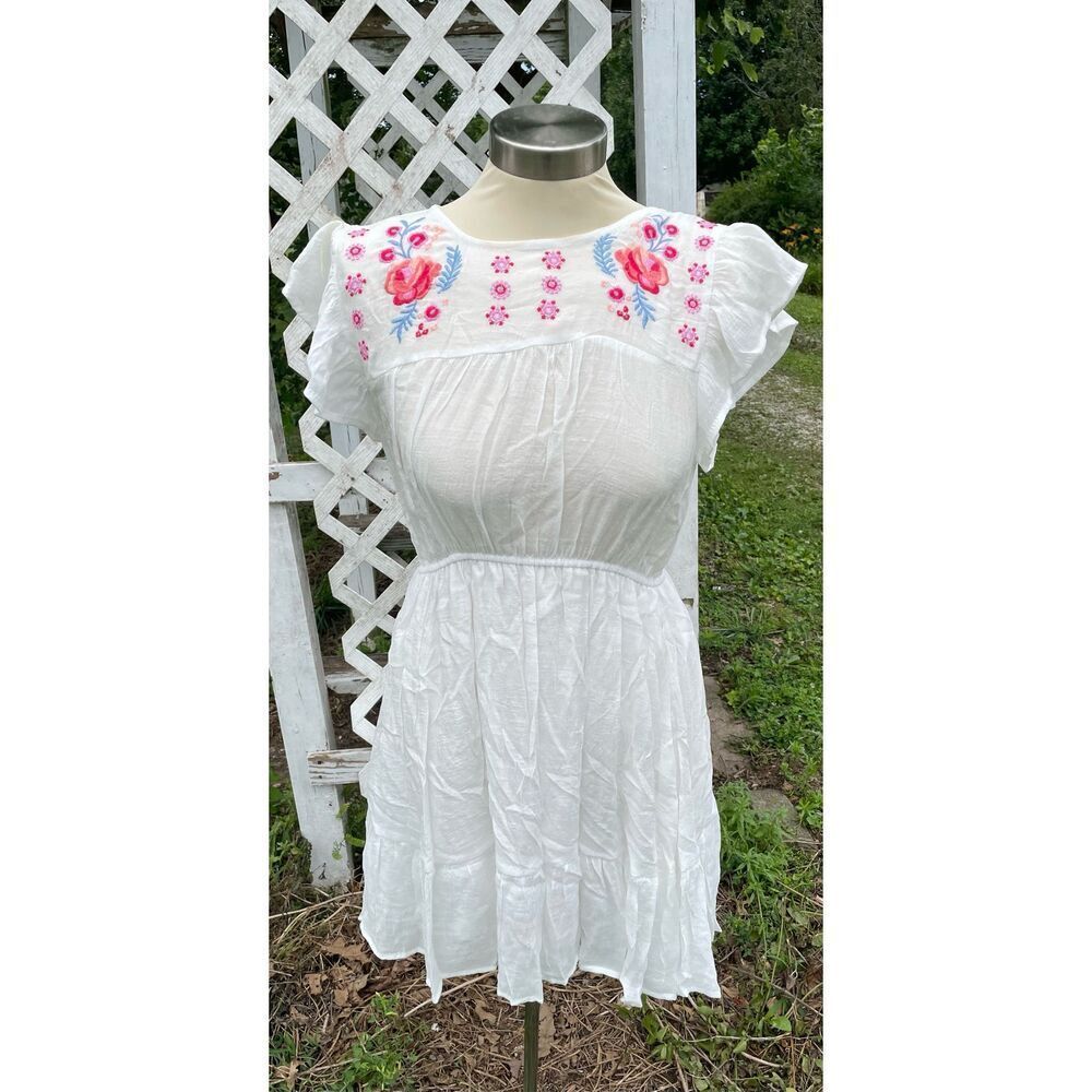 Mine White Dress Embroidered Dress Boutique Medium